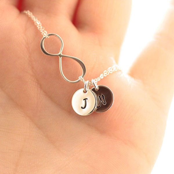 Personalized Infinity Necklace, Infinity Necklace, Initial Necklace, Sterling Silver Necklace, Mother's Necklace