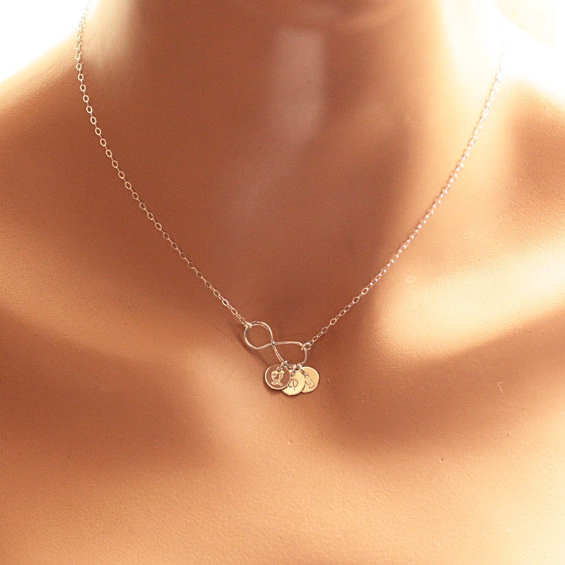 Personalized Infinity Necklace, Initial Necklace, Sterling Silver Infinity Necklace, Dainty Mother's Necklace, Infinity Initial Necklace image 1