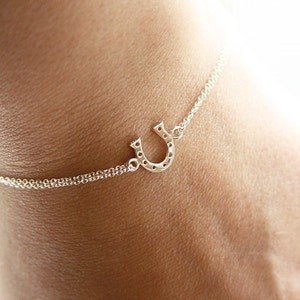 Lucky Horseshoe Bracelet, Graduation Gift, Sterling Silver, Horseshoe Necklace, Horseshoe Anklet, Friendship Bracelet, Dainty Charm Bracelet image 3