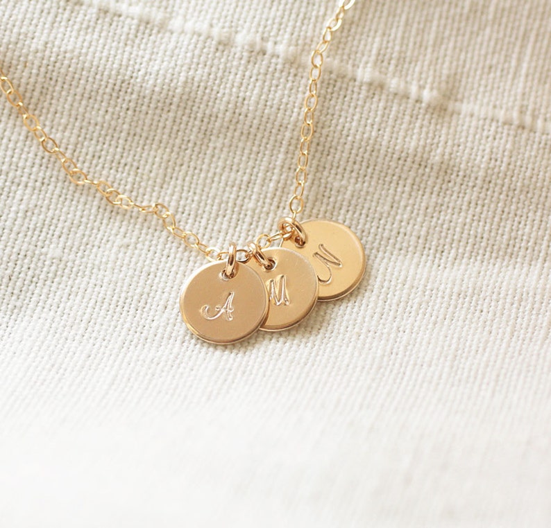 Gold Initial Necklace Personalized Necklace Three Initial Etsy