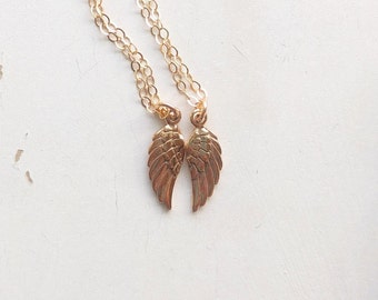 Dainty Best Friends Necklaces, Angel Wing Necklaces, Memorial Necklaces, Tiny Angel Wing Charm Necklace, Friendship Necklace, BFF Jewelry