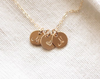 Gold Initial Necklace, Mothers Necklace, Personalized Necklace, Dainty Initial Charm Necklace, Grandma Necklace, Gift for Mom, Rose Gold