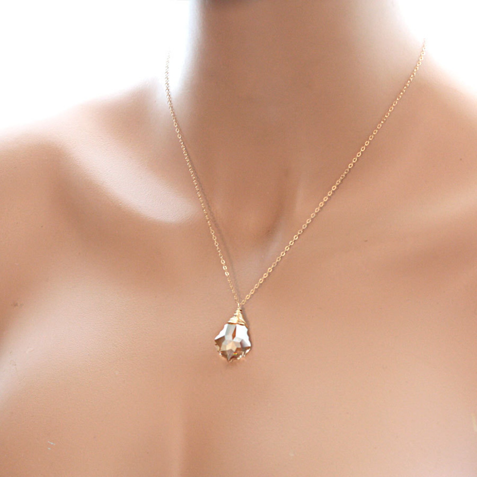 Gold Crystal Necklace Mother of the Bride Gift Champagne Etsy