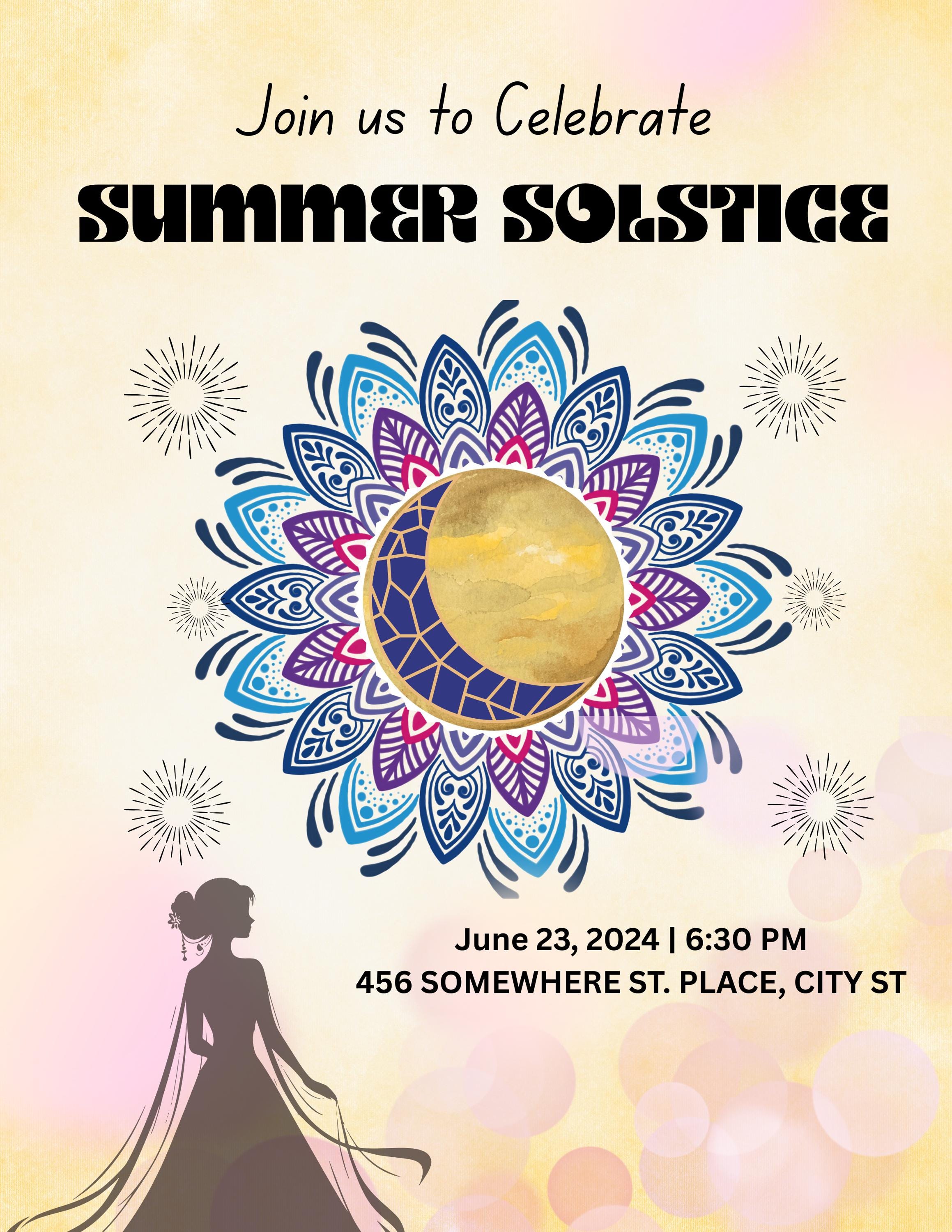 Celestial Summer Solstice Party Invite - DIY Printable Template for ...