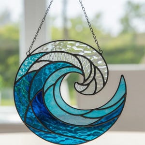 海の波 #2：ステンドグラス風の窓掛け - Etsy 日本