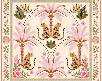 Pink Leopard Mahjong Mat, Palm Beach Chinoiserie Game Table Runner