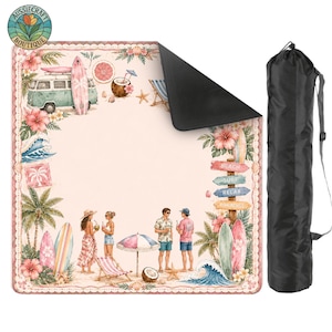 Tapis de Mahjong Plage Côtière, Chemin de Table de Jeu Rose Tropical Surf Paradise
