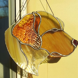 Custom Stained Glass Dog Portrait - Pet Memorial Suncatcher Window Hanging - Personalized Dog Lover Gift Keepsake