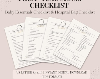 First-Time Mom Checklist Bundle: Baby Essentials & Hospital Bag (Printable PDF Digital Download