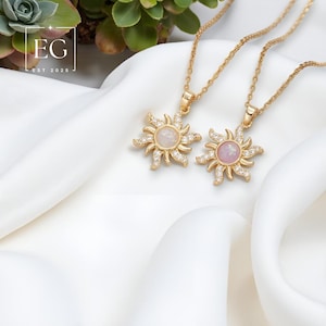 Tangled Rapunzel Sun Necklace - Gold Celestial Sunburst Pendant with Opal, Lost Princess Inspired Jewelry