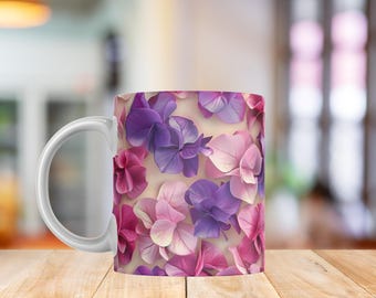 Bougainvillea Mug Wrap PNG | Bold Pink Flower Floral Design | Summer Botanical Coffee Cup Sublimation 11oz & 15oz