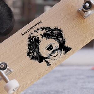 Bernedoodle Hunderasse, personalisierter Name, transparenter Outdoor-Aufkleber, wasserfestes Vinyl, Hundetagesstätte, Schulanfang, KOSTENLOSER VERSAND