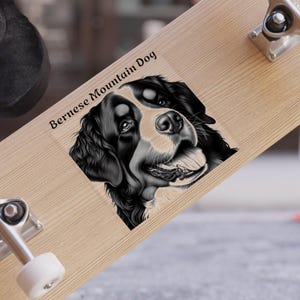 Bernese Mountain Dog Breed, Personalized Name Sticker, Transparent, Outdoor, Water-Resistant Vinyl, Laptop, Back to School, FREE SHIPPING
