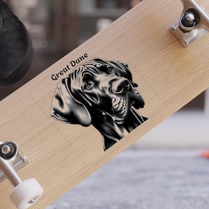 Great Dane, Personalized Transparent Outdoor Sticker, Water-Resistant Vinyl, Car Bumper/Window, Laptop, Doggie Daycare, FREE SHIPPING