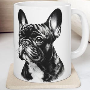 French Bulldog Mug, Personalized Dog Breed Portrait Art, Illustration, Ceramic - Dog Lover, Dog Dad Mug, Dog Mom Gift, FREE SHIPPING