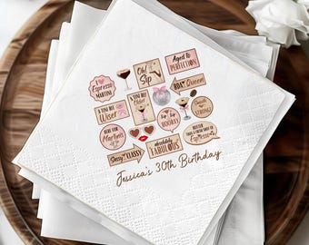 Custom Espresso Martini Birthday Napkins, A Tini Bit Older Cocktail Napkin, Coquette Disco Party Decor, Sassy Women Bday Favors