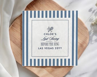 Custom Tennis Bachelorette Napkins, Last Swing Before The Ring, Preppy Country Club Cocktail Napkin, Sports Bridal Shower Decor