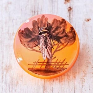Dulcera de cerámica vintage Sicard Aubagne Vallauris - Auténtica decoración francesa de cigarras - Cerámica provenzal - Pintada a mano en amarillo y verde