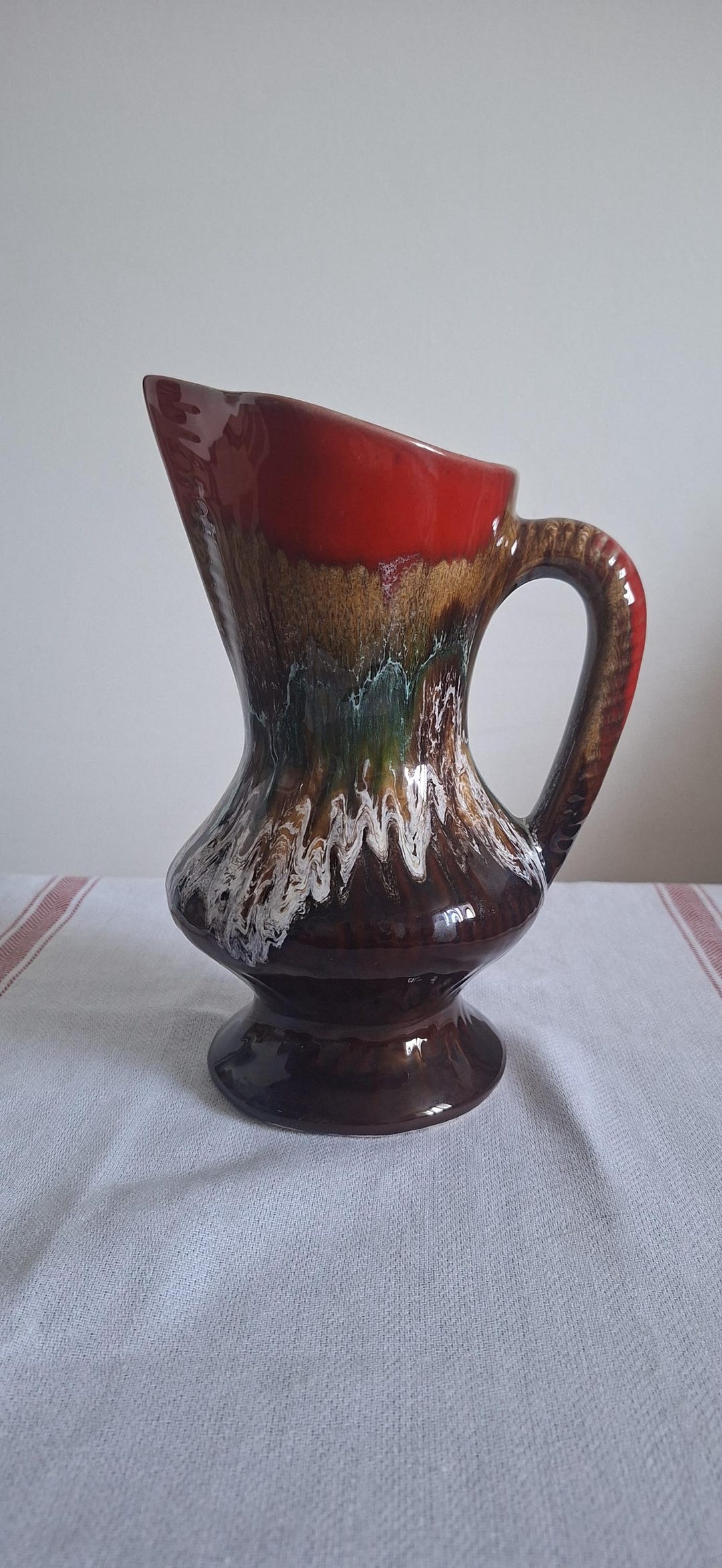 Vintage Vallauris Ceramic Pitcher Mid century French Pottery Red vintage-vallauris-ceramic-pitcher-mid-century-french-pottery-red