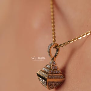 Lab Diamond Necklace 14k Solid Gold Minimalist Diamond Pendant Necklace Round Lab Diamond Unique Necklace Pendent For Women