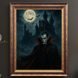 Vampire Gothic Wall Art - Spooky Castle in the Fog - Digital Print Art