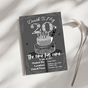 Tarjeta de cumpleaños para los 20/30 - Plantilla digital - Tarjeta de cumpleaños gótica
