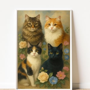 Best Seller Cat Lover Wall Art - Digital Wall Art Cute Cats