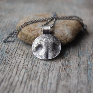 SMALL Silver Dog or Cat Nose Print Customized for Your Pet with a Sterling Silver Chain image 3