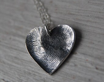 Custom Large Heart Fingerprint Necklace