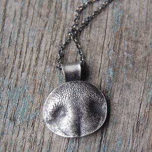 SMALL Silver Dog or Cat Nose Print Customized for Your Pet with a Sterling Silver Chain image 1