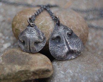 SMALL Dog or Cat Nose Print - Customized in Silver with a Sterling Silver Chain