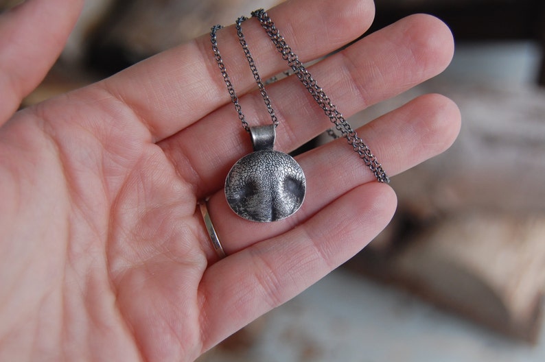 SMALL Silver Dog or Cat Nose Print Customized for Your Pet with a Sterling Silver Chain image 5