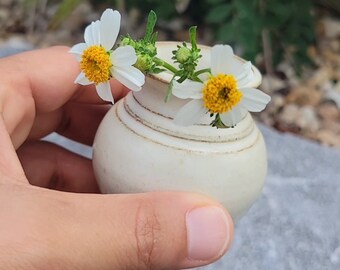 Miniature Pottery Flower Pot Mini Vase for Mother's Dandelions Butter Cream Yellow