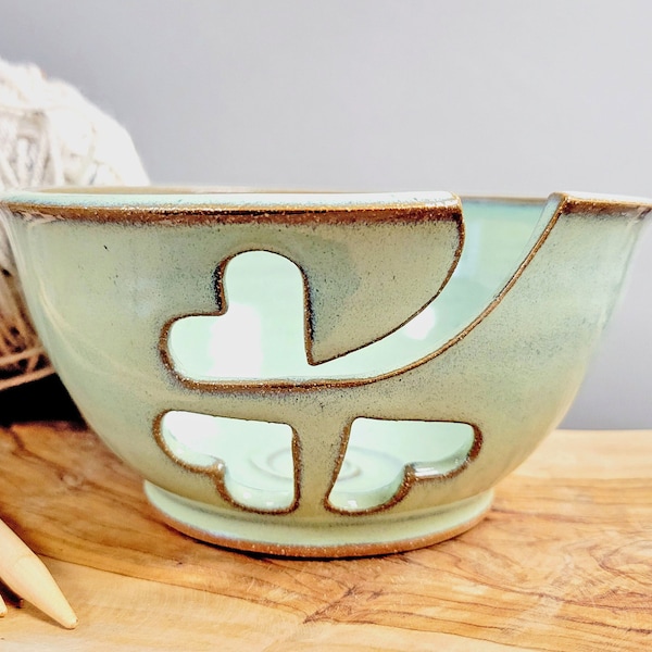 Green Shamrock Clover Lucky Yarn Bowl Large Size