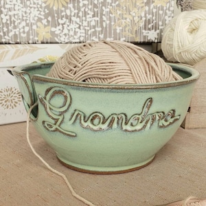 Personalized Yarn Bowl w Custom Name Ceramic Handmade Pottery Crafter Gift MADE TO ORDER