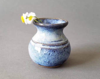 Small Purple and Dark Blue Pottery Vase 3 inches by 4 inches