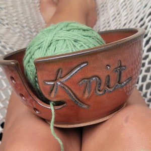 Rustic Yarn Bowl – Handmade Pottery Knitting and Crochet Bowl – Cozy Christmas Gift for Knitters, Crocheters and Fiber Artists