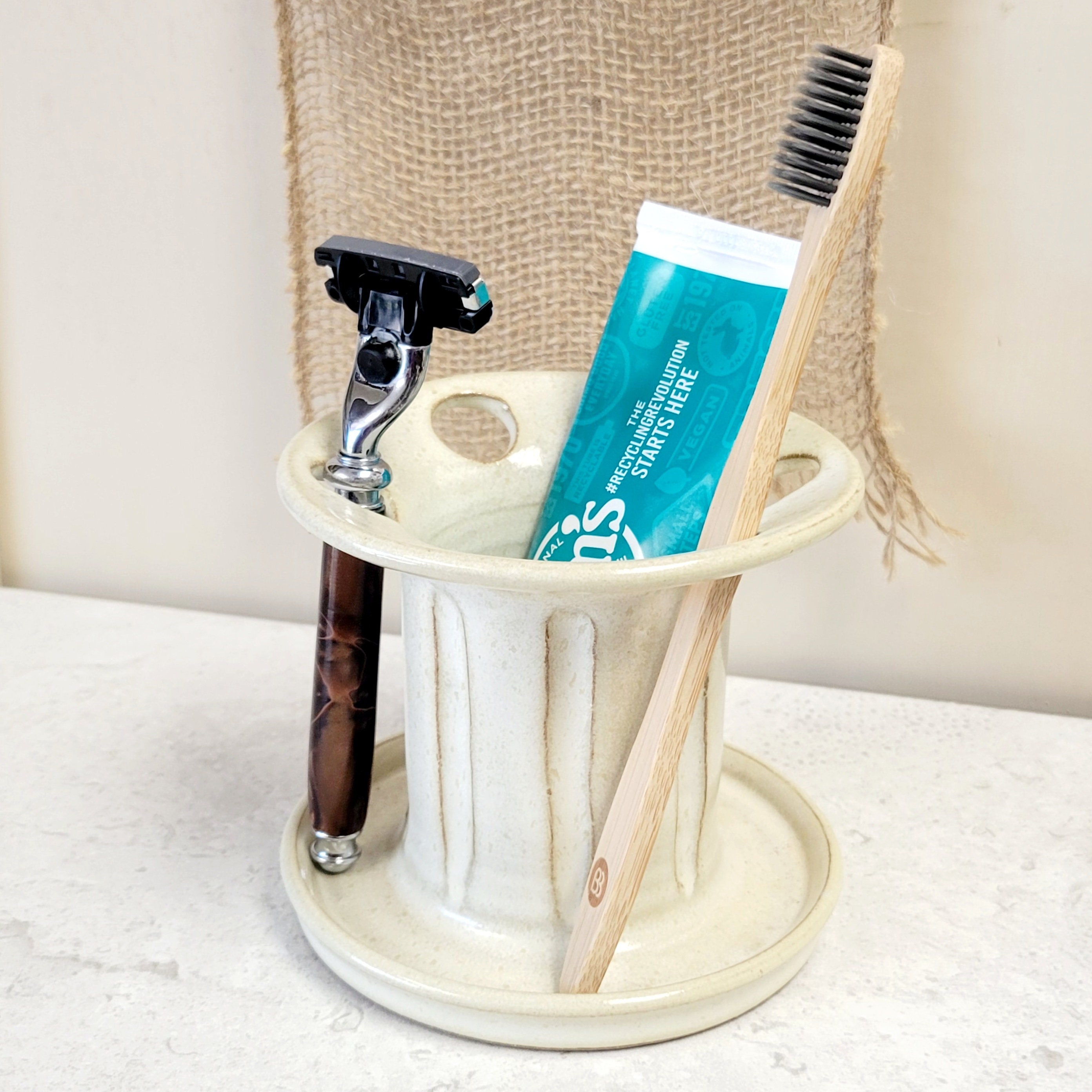 Polar Whale Men's Grooming Stand for Bathroom Vanity Storage Organizer Countertop Beard Hair Care Rack Holds Combs Brushes Spray Shaving Cream Razor