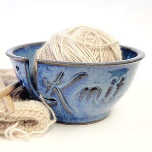 Yarn Bowl Knit in Cobalt Blue As Featured in Vogue Knitting Large Size Fits Whole Skein image 1