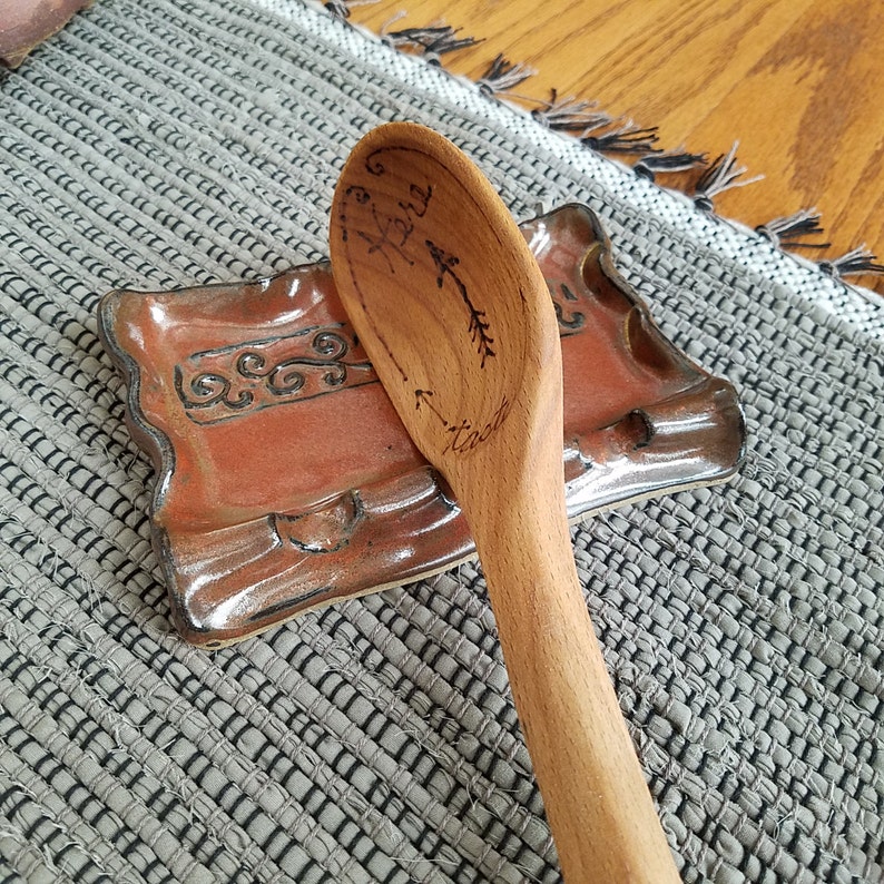 Swirly Pattern Scalloped Edge Triple Spoon Rest in Iron Rust Etsy