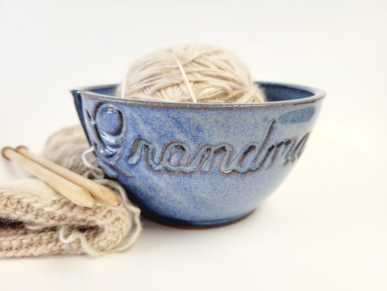Personalized Custom Script Name Yarn Bowl Customized Ceramic Pottery Holder Knit Gifts for Nana MADE TO ORDER image 3