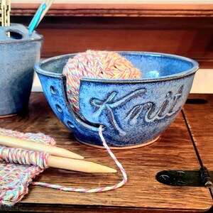 Yarn Bowl Knit in Cobalt Blue As Featured in Vogue Knitting Large Size Fits Whole Skein image 3