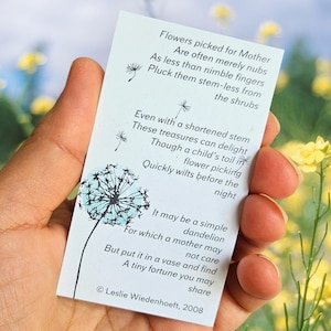 Télécharger le PDF Carte poème pissenlit pour maman pot Fête des mères poésie florale pour maman - Imprimable instantanément