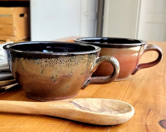 Handled Mug with Deep Sides - Large CoZy Soup Bowl with Handle - Meal-Sized Cereal Bowl in Oiled Mahogany Black