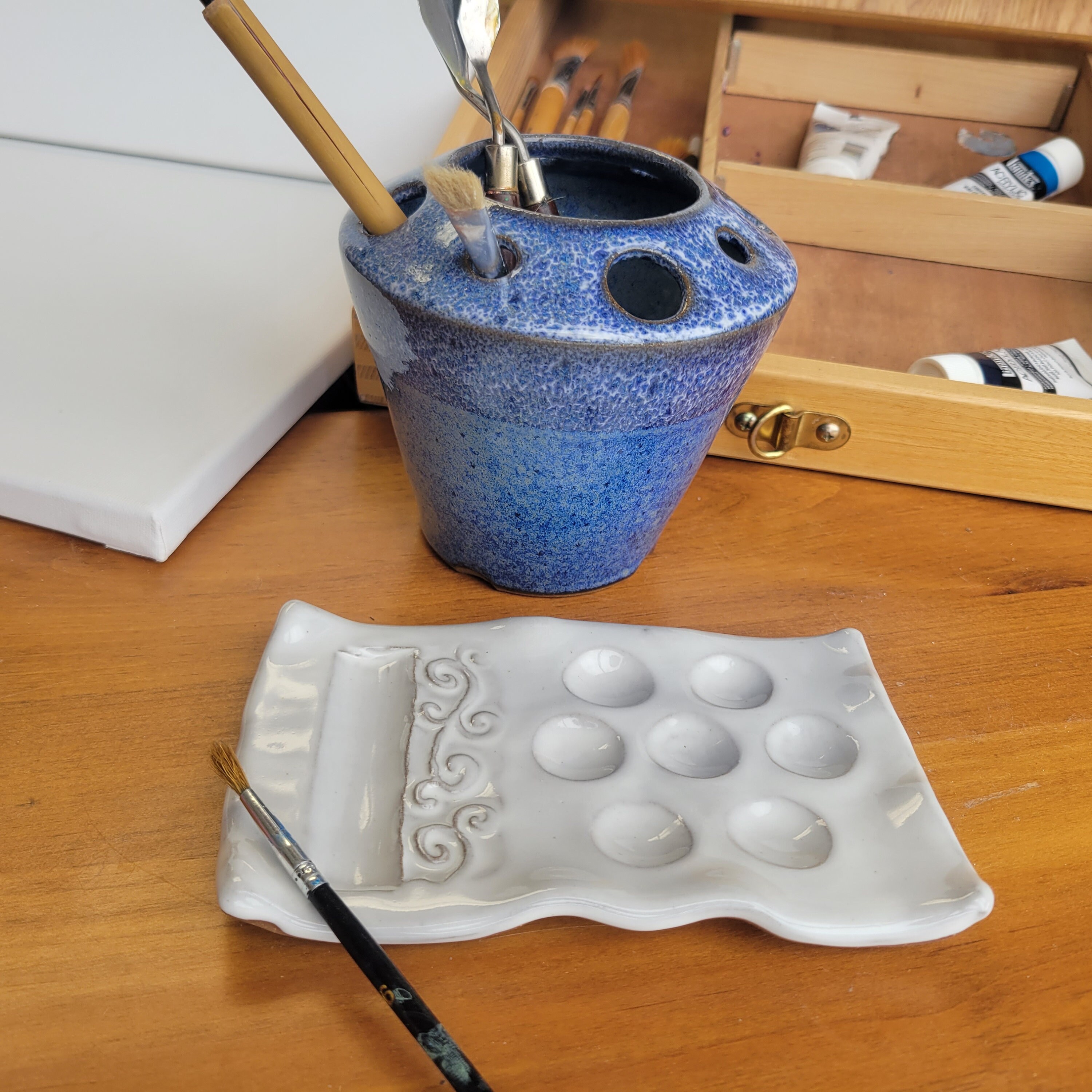 Handmade Artist Painting Set, Palette, Brush Holder, Rinse Bowl - Etsy