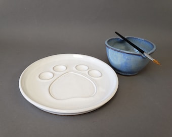 Pet Palette Paw Print Painting Set and Heart Shaped Watercolor Bowl Blue  White -  Sweden