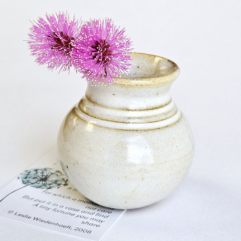 Mommy Pot Meaningful Miniature Pottery for Mother's Little Moments Mini Flower Vase with Poem Butter Cream Yellow image 1