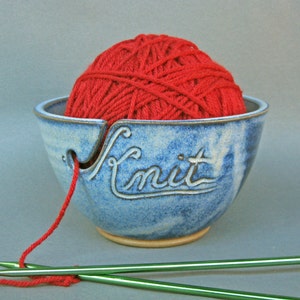 Yarn Bowl Knit in Cobalt Blue As Featured in Vogue Knitting Large Size Fits Whole Skein image 5