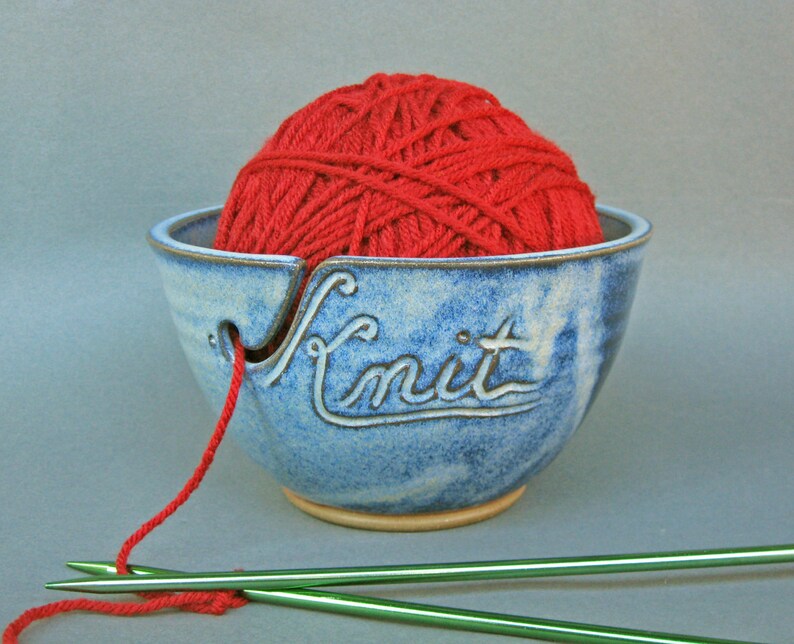 Yarn Bowl Knit in Cobalt Blue As Featured in Vogue Knitting Large Size Fits Whole Skein image 5