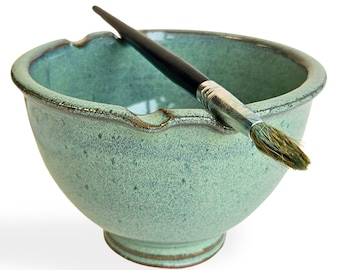 Recipiente artesanal para enjuagar pinceles, taza de agua para estudio de artista, cerámica.